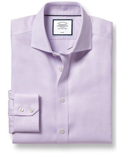 Charles Tyrwhitt Non-iron Cambridge Weave Cutaway Slim Fit Shirt - Purple