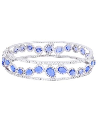 Diana M. Jewels Fine Jewellery 18k 6.40 Ct. Tw. Diamond & Blue Sapphire Bracelet