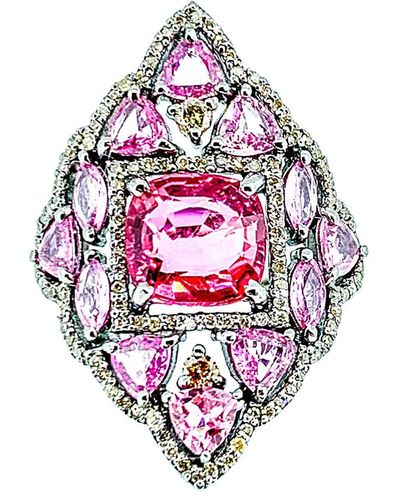 Arthur Marder Fine Jewelry Silver 3.00 Ct. Tw. Diamond & Gemstone Ring - White
