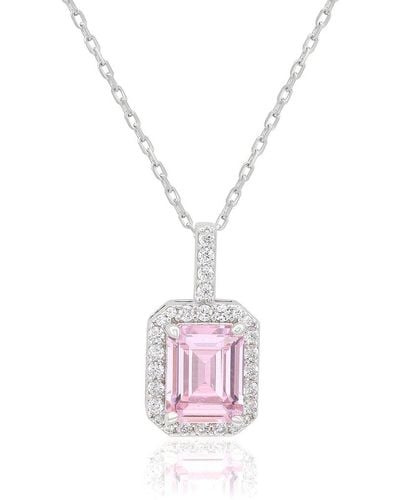 Suzy Levian Silver 0.02 Ct. Tw. Diamond & Gemstone Pendant - Pink