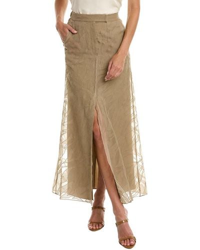 Brunello Cucinelli Silk Skirt - Natural