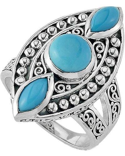 Samuel B. Silver 1.57 Ct. Tw. Sleeping Beauty Turquoise Split Shank Ring - Blue