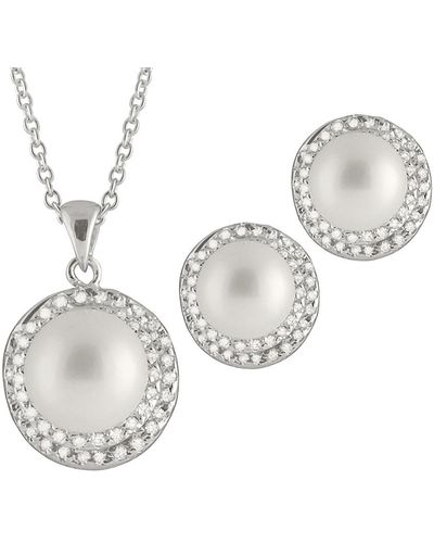Splendid Silver 8.5-9mm Freshwater Pearl Necklace & Earrings Set - White