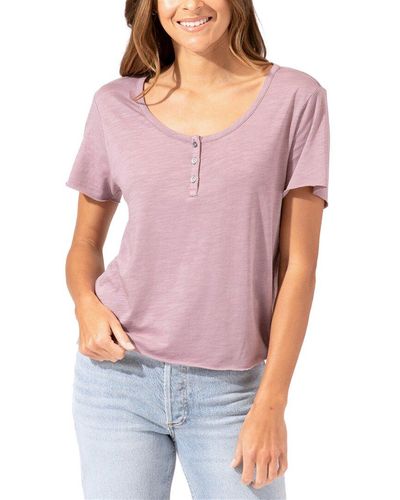 Threads For Thought Whitlea Raw Edge Slim Baby Henley - Purple