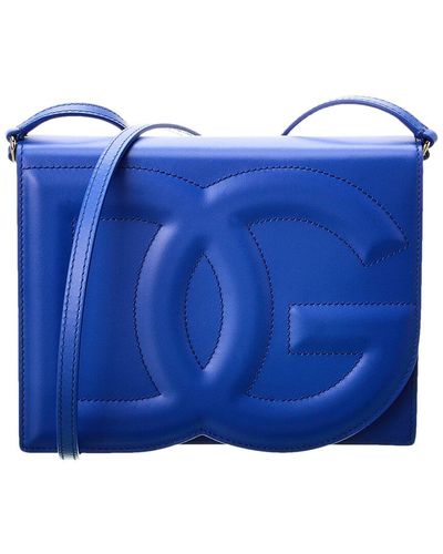 Dolce & Gabbana Logo Leather Shoulder Bag - Blue
