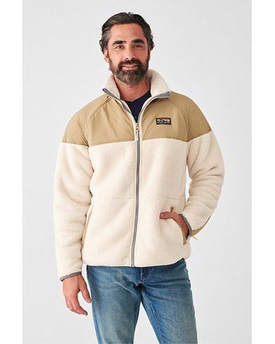Faherty High Pile Fleece Vintage Zip Jacket - Natural