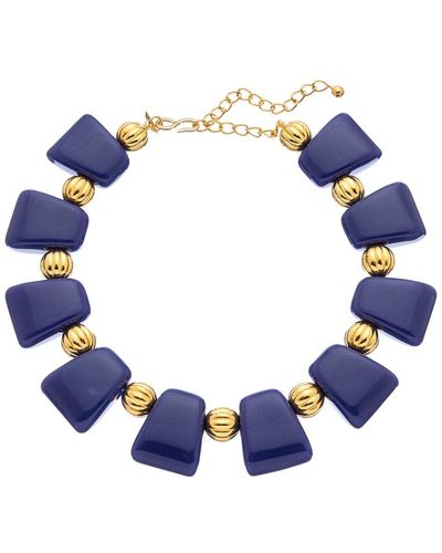 Kenneth Jay Lane 22k Plated Necklace - Blue