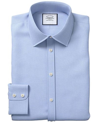 Charles Tyrwhitt Slim Fit Egyptian Lattice Weave Shirt - Blue