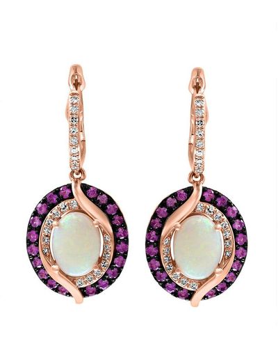 Effy Fine Jewelry 14k Rose Gold 2.27 Ct. Tw. Diamond & Gemstone Earrings - Pink