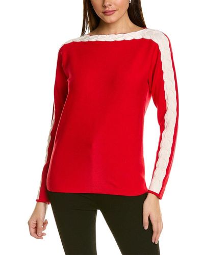 St. John Cable Braid Sweater - Red