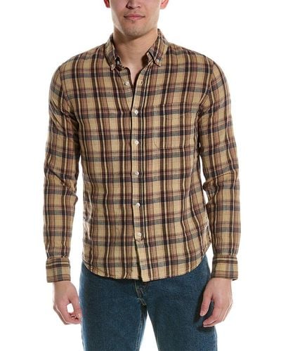 Save Khaki Madras Linen-blend Shirt - Brown