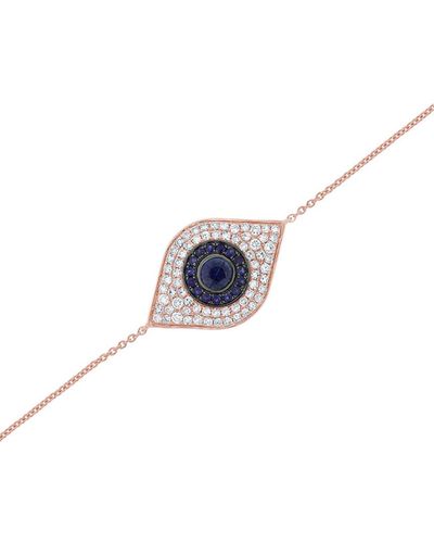 Sabrina Designs 14k Rose Gold 0.96 Ct. Tw. Diamond & Sapphire Evil Eye Bracelet - Blue