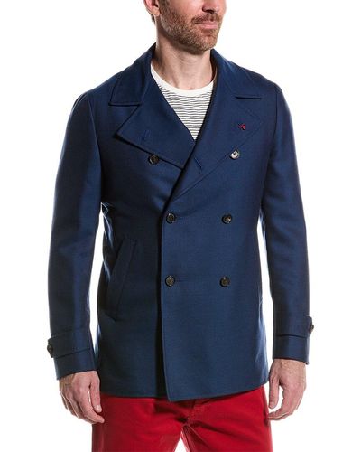 Isaia Wool & Cashmere-blend Coat - Blue