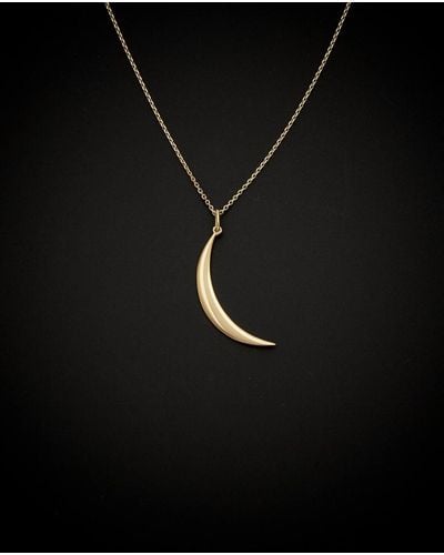Italian Gold 14k Crescent Moon Necklace - Black