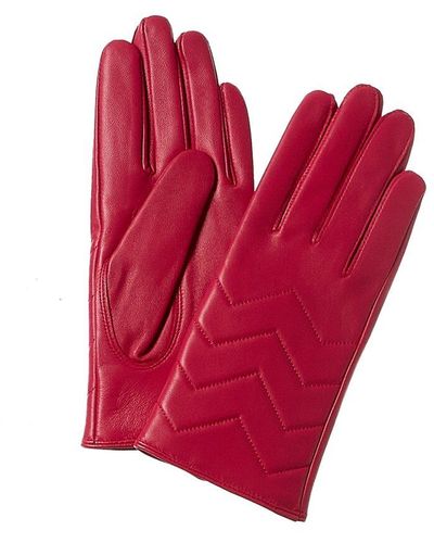 Phenix Quilted V Cashmere-lined Leather Gloves - Red