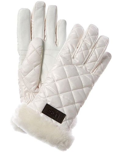 UGG Quilted All Weather Leather Tech Gloves - White