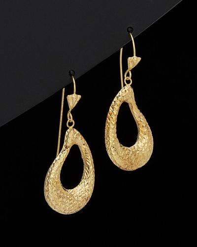 Italian Gold 14K Italian Diamond Cut Teardrop Dangle Earrings - Black