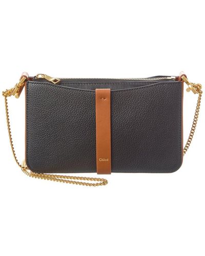 Chloé Marcie Leather Pouch On Chain - Gray