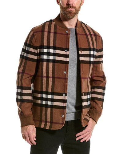 Burberry Check Wool-blend Jacket - Brown
