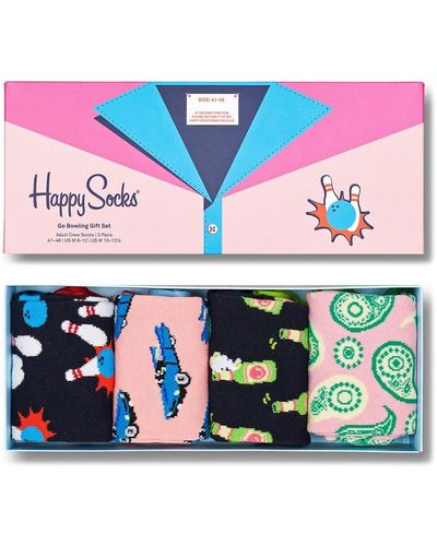 Happy Socks 4pk Go Bowling Socks Gift Set - Blue