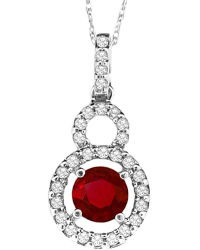 Suzy Levian 14k 0.80 Ct. Tw. Diamond & Ruby Pendant Necklace - White