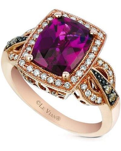 Le Vian Le Vian Grand Sample Sale 14k Strawberry Gold 3.41 Ct. Tw. Diamond & Rhodolite Ring - Multicolor