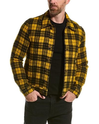 John Varvatos Button-down Wool-blend Shirt Jacket - Yellow