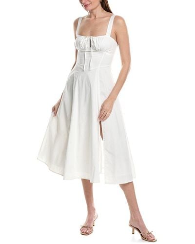 Moonsea Lace-up Midi Dress - White