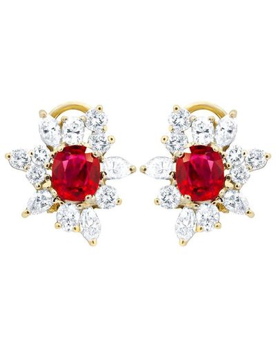 Diana M. Jewels Fine Jewelry 18k 3.00 Ct. Tw. Diamond & Ruby Earrings - Red