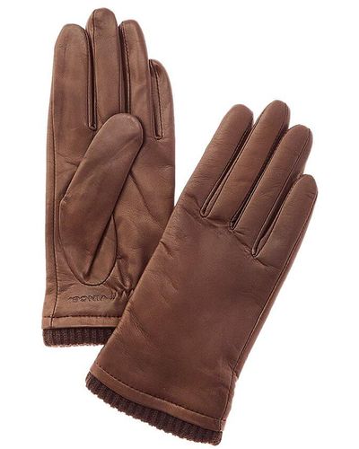Vince Basic One-button Cashmere-lined Leather Gloves - Brown