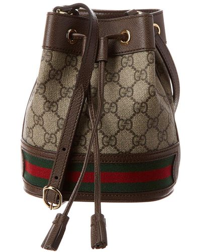 Gucci Ophidia Mini GG Supreme Canvas & Leather Bucket Bag - Brown