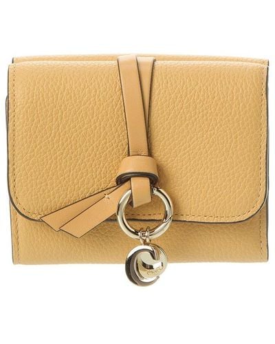 Chloé Alphabet Leather French Wallet - Natural