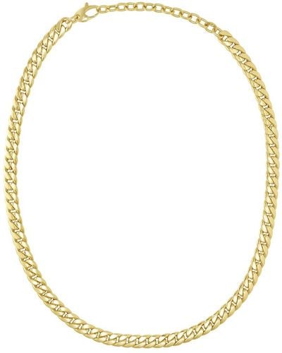 Italian Gold 14k Cuban Chain Choker Necklace - Metallic