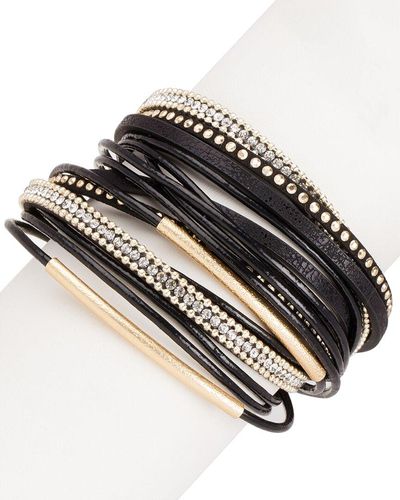 Saachi Leather Flaunt Bracelet - Black