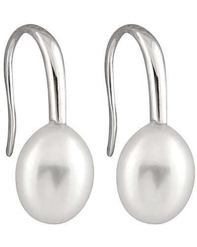 Splendid Silver 7-7.5mm Freshwater Pearl Drop Earrings - White