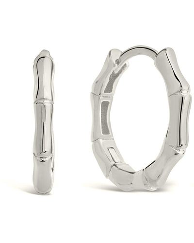 Sterling Forever Silver Infinity Bamboo Hoops - White