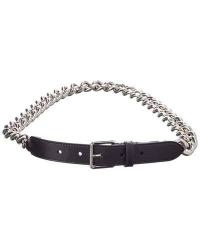 Alexander McQueen Chain Link Leather Belt - Black