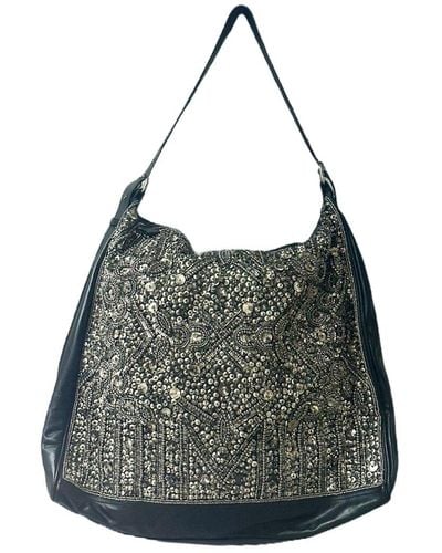 Guadalupe Moira Tote Leather Bag - Gray