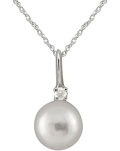 Masako Pearls Splendid Pearls 14k Diamond & 8-8.5mm Akoya Pearl Necklace - White