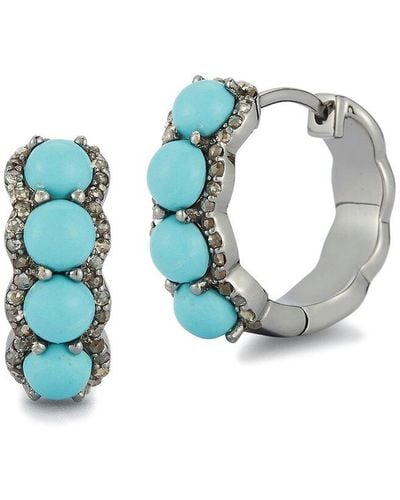Banji Jewelry Silver 2.41 Ct. Tw. Diamond & Turquoise Earrings - Blue