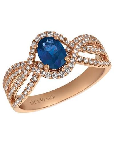 Le Vian Le Vian 14k Rose Gold 1.21 Ct. Tw. Diamond & Sapphire Ring - Blue