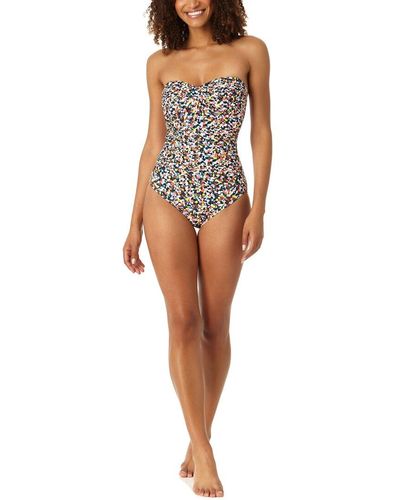 Anne Cole Twist Front Shirred Bandeau One-piece - White
