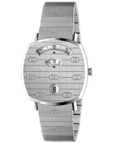Gucci Grip GG Stainless Steel Bracelet Watch - Gray