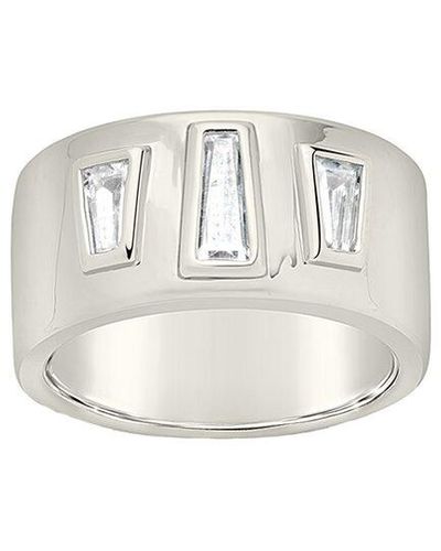Sterling Forever Rhodium Plated Cz Colsie Cigar Band Ring - White