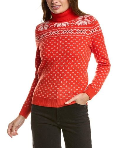 Kier + J Kier+j Turtleneck Fairisle Wool & Cashmere-blend Sweater - Red