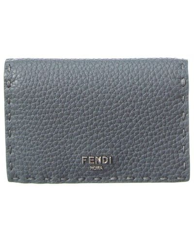 Fendi Peekaboo Leather Card Case - Grey