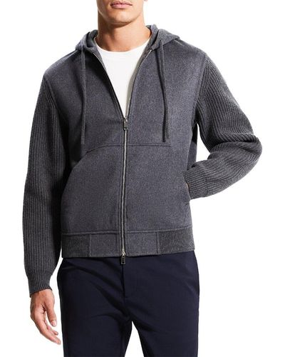 Theory Haskel Wool & Cashmere-blend Hoodie - Grey