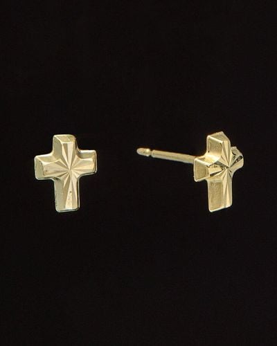 Italian Gold 14k Petite Cross Studs - Black