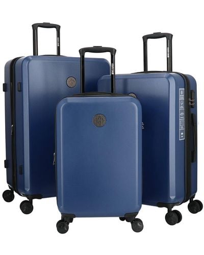 Roberto Cavalli Solid Classic Collection 3pc Expandable Luggage Set - Blue