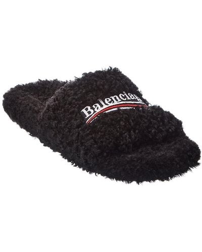 Balenciaga Furry Slide - Black